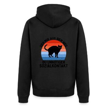 Geh Mir Aus Dem Weg Du Unnötiger Sozialkontakt - Unisex Premium Bio Zip Hoodie - Schwarz - Hinten - Nico (187cm)