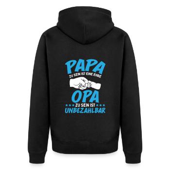 Papa Zu Sein Ist Eine Ehre Opa Zu Sein Unbezahlbar - Unisex Premium Bio Zip Hoodie - Schwarz - Hinten - Nico (187cm)