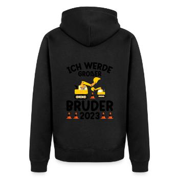 Ich Werde Großer Bruder 2023 - Unisex Premium Bio Zip Hoodie - Schwarz - Hinten - Nico (187cm)