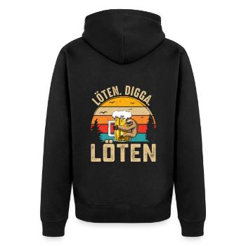 Löten Digga Löten - Unisex Premium Bio Zip Hoodie - Schwarz - Hinten - Nico (187cm)