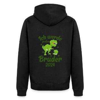 Ich Werde Großer Bruder 2024 - Unisex Premium Bio Zip Hoodie - Schwarz - Hinten - Nico (187cm)