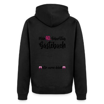 Ladies 40th Birthday 40 Years Party Guest Book - Unisex Premium Bio Zip Hoodie - Schwarz - Hinten - Nico (187cm)