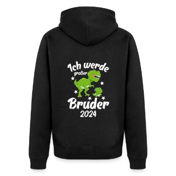 Ich Werde Großer Bruder 2024 - Unisex Premium Bio Zip Hoodie - Schwarz - Hinten - Nico (187cm)