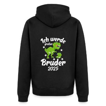 Ich Werde Großer Bruder 2025 - Unisex Premium Bio Zip Hoodie - Schwarz - Hinten - Nico (187cm)