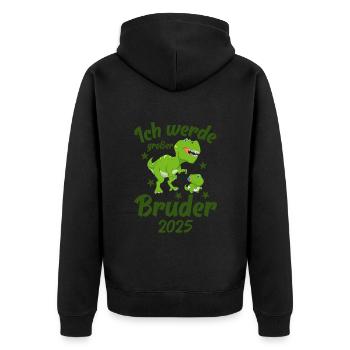 Ich Werde Großer Bruder 2025 - Unisex Premium Bio Zip Hoodie - Schwarz - Hinten - Nico (187cm)
