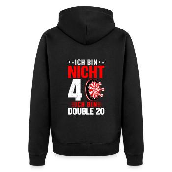 Ich Bin Nicht 40 Ich Bin Double 20 - Unisex Premium Bio Zip Hoodie - Schwarz - Hinten - Nico (187cm)