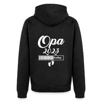 Opa 2023 - Unisex Premium Bio Zip Hoodie - Schwarz - Hinten - Nico (187cm)