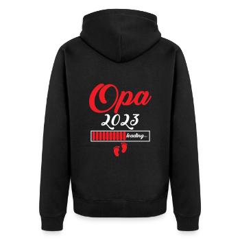 Opa 2023 - Unisex Premium Bio Zip Hoodie - Schwarz - Hinten - Nico (187cm)