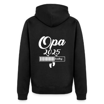 Opa 2025 - Unisex Premium Bio Zip Hoodie - Schwarz - Hinten - Nico (187cm)