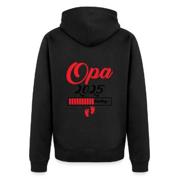Opa 2025 - Unisex Premium Bio Zip Hoodie - Schwarz - Hinten - Nico (187cm)
