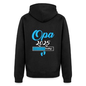 Opa 2025 - Unisex Premium Bio Zip Hoodie - Schwarz - Hinten - Nico (187cm)
