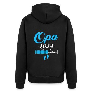 Opa 2023 - Unisex Premium Bio Zip Hoodie - Schwarz - Hinten - Nico (187cm)