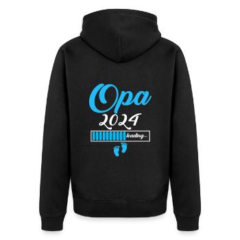 Opa 2024 - Unisex Premium Bio Zip Hoodie - Schwarz - Hinten - Nico (187cm)