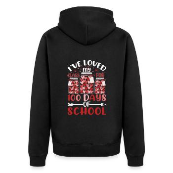 Ich liebe meine Klasse seit 100 Tagen Schullehrer - Unisex Premium Bio Zip Hoodie - Schwarz - Hinten - Nico (187cm)