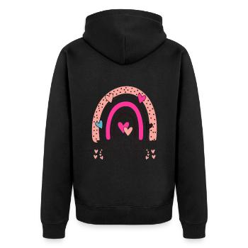 I Teach The Sweetest Hearts Rainbow Teacher - Unisex Premium Organic Zip Hoodie - black - Back - Nico (187cm)