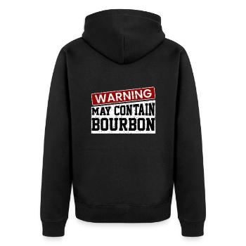 Warnung kann Bourbon enthalten - Unisex Premium Bio Zip Hoodie - Schwarz - Hinten - Nico (187cm)