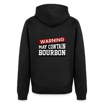 Warnung kann Bourbon enthalten - Unisex Premium Bio Zip Hoodie - Schwarz - Hinten - Nico (187cm)