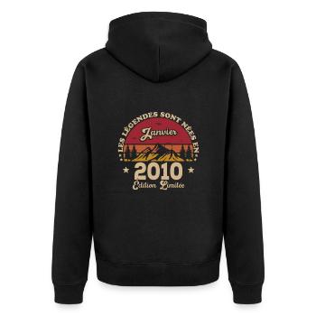 Les Légendes Sont Nées En Janvier 2010 - Veste à capuche bio Premium Unisexe - noir - Dos - Nico (187cm)