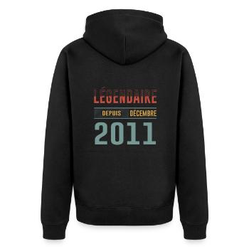Légendaire Depuis Décembre 2011 Anniversaire - Veste à capuche bio Premium Unisexe - noir - Dos - Nico (187cm)