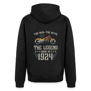 The man the myth The legend Born in 1924 gift - Unisex Premium Organic Zip Hoodie - black - Back - Nico (187cm)