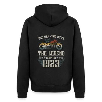 The man the myth the legend born in 1923 gift - Unisex Premium Organic Zip Hoodie - black - Back - Nico (187cm)
