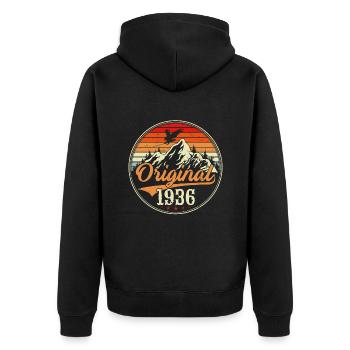 Original 1936 - Unisex Premium Bio Zip Hoodie - Schwarz - Hinten - Nico (187cm)