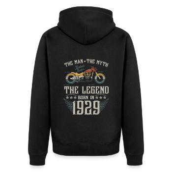 The man the myth the legend born in 1929 gift - Unisex Premium Organic Zip Hoodie - black - Back - Nico (187cm)