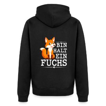 Bin Halt Ein Fuchs - Unisex Premium Bio Zip Hoodie - Schwarz - Hinten - Nico (187cm)