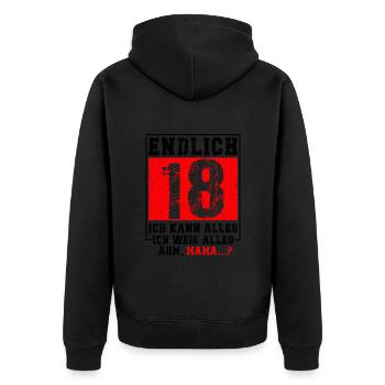 18th Birthday Boy Girl 18 Years Funny Gift - Unisex Premium Bio Zip Hoodie - Schwarz - Hinten - Nico (187cm)