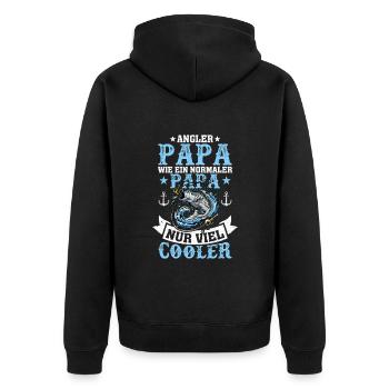 Men's Fisherman Dad Fishing Birthday Gift - Unisex Premium Bio Zip Hoodie - Schwarz - Hinten - Nico (187cm)