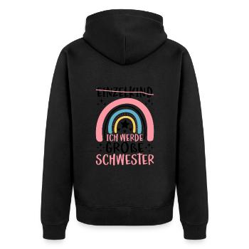 Ich Werde Große Schwester - Unisex Premium Bio Zip Hoodie - Schwarz - Hinten - Nico (187cm)