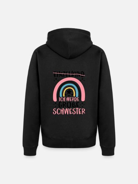 Ich Werde Große Schwester - Unisex Premium Bio Zip Hoodie - Schwarz