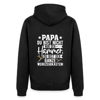 Papa Du Bist Nicht Nur Der Hammer Schild - Unisex Premium Bio Zip Hoodie - Schwarz - Hinten - Nico (187cm)