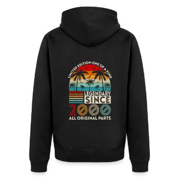 Legendär seit 2000 alle Originalteile - Unisex Premium Bio Zip Hoodie - Schwarz - Hinten - Nico (187cm)