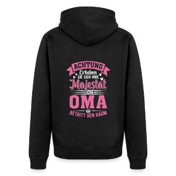 Lustiges Königliches Geschenk Für Oma - Unisex Premium Bio Zip Hoodie - Schwarz - Hinten - Nico (187cm)
