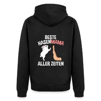 Beste Hasen Mama Aller Zeiten - Unisex Premium Bio Zip Hoodie - Schwarz - Hinten - Nico (187cm)