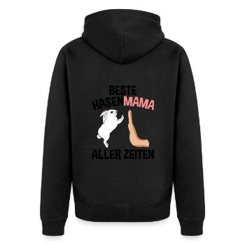 Beste Hasen Mama Aller Zeiten - Unisex Premium Bio Zip Hoodie - Schwarz - Hinten - Nico (187cm)