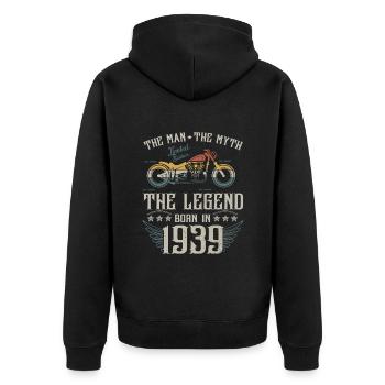 The man the myth The legend Born in 1939 gift - Unisex Premium Organic Zip Hoodie - black - Back - Nico (187cm)
