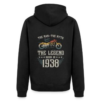 The man the myth The legend born in 1938 gift - Unisex Premium Organic Zip Hoodie - black - Back - Nico (187cm)
