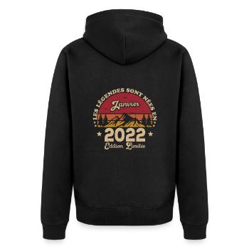 Les Légendes Sont Nées En Janvier 2022 - Veste à capuche bio Premium Unisexe - noir - Dos - Nico (187cm)