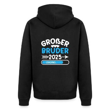 Großer Bruder 2025 - Unisex Premium Bio Zip Hoodie - Schwarz - Hinten - Nico (187cm)