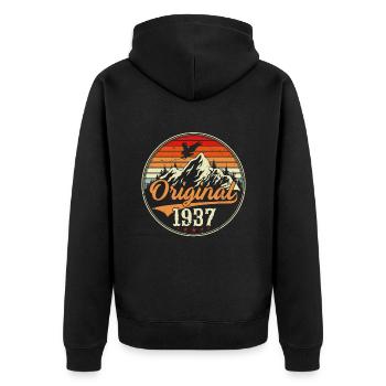 Original 1937 - Unisex Premium Organic Zip Hoodie - black - Back - Nico (187cm)