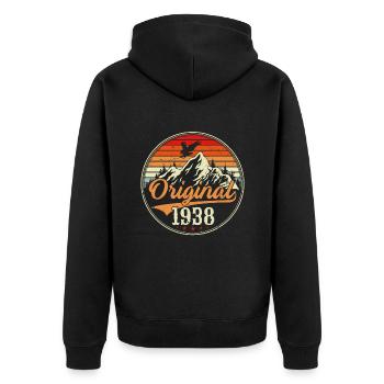 Original 1938 - Unisex Premium Organic Zip Hoodie - black - Back - Nico (187cm)