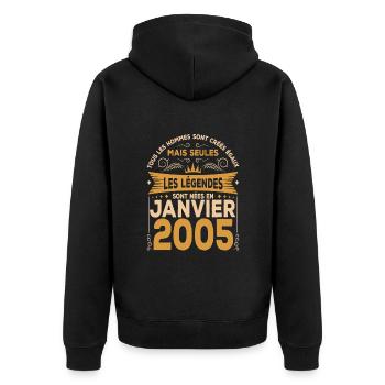 Les Légendes Sont Nées En Janvier 2005 - Veste à capuche bio Premium Unisexe - noir - Dos - Nico (187cm)