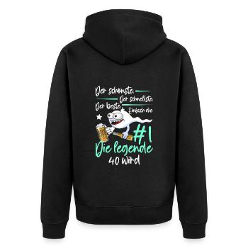 40th Birthday 40 Years Women's Men's Saying Funny - Unisex Premium Bio Zip Hoodie - Schwarz - Hinten - Nico (187cm)