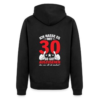 30th Birthday Man Woman 30 Years 1993 Decorative - Unisex Premium Bio Zip Hoodie - Schwarz - Hinten - Nico (187cm)