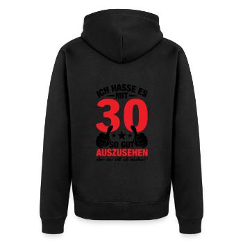 30th Birthday Man Woman 30 Years 1993 Decorative - Unisex Premium Bio Zip Hoodie - Schwarz - Hinten - Nico (187cm)