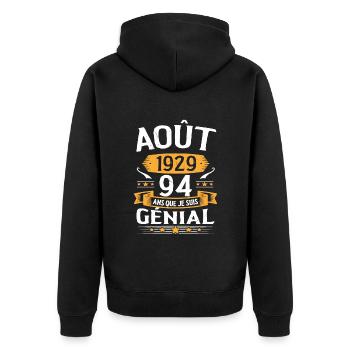 Août 1929 94 Ans Que Je Suis Génial Cadeau - Veste à capuche bio Premium Unisexe - noir - Dos - Nico (187cm)