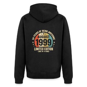 August 1999 24 years I'm awesome gift - Unisex Premium Organic Zip Hoodie - black - Back - Nico (187cm)