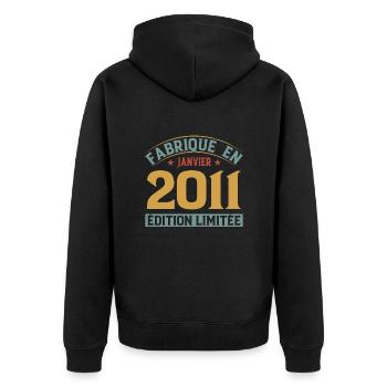 Fabriqué En Janvier 2011 Édition Limitée - Veste à capuche bio Premium Unisexe - noir - Dos - Nico (187cm)